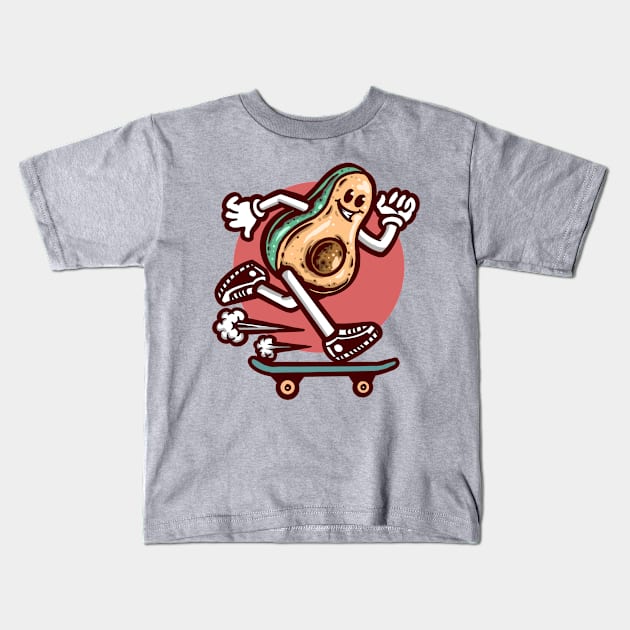 skateboarding avocado Kids T-Shirt by donipacoceng